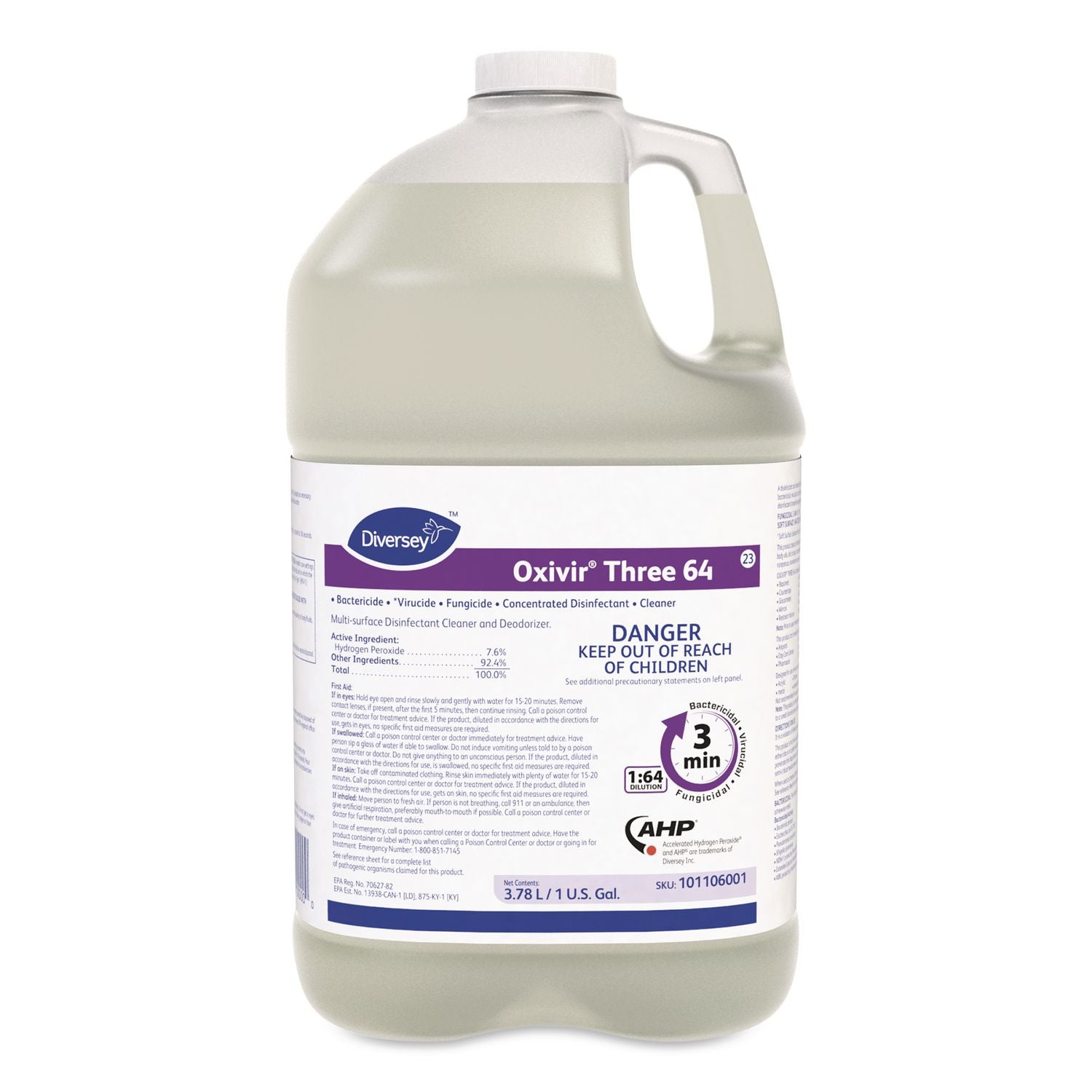 Oxivir Three 64 Disinfecting Cleaner And Deodorizer, 1 Gal Bottle, 4/Carton