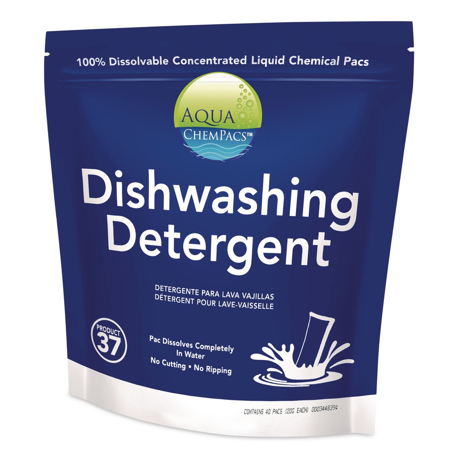 Aqua Chempacs Dishwashing Detergent, Fresh Citrus Scent, 40 Chempacs