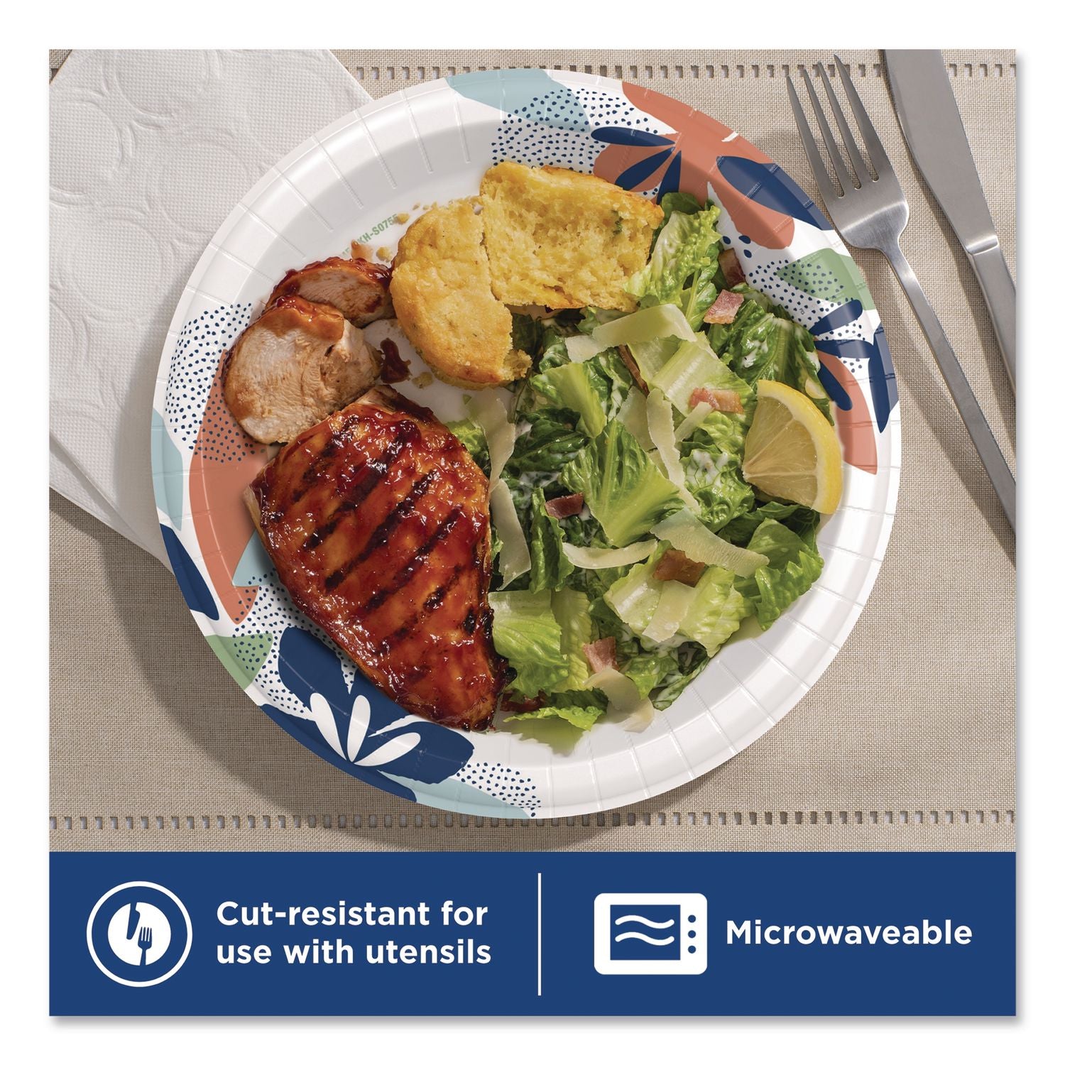 Paper Plates With Soak-Proof Shield, 10" Dia, Multicolor, 86/Pack