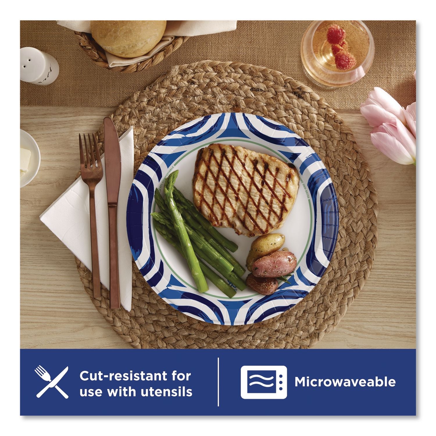 Paper Plate With Flex-Proof Technology, 10" Dia, Multicolor, 64/Pack