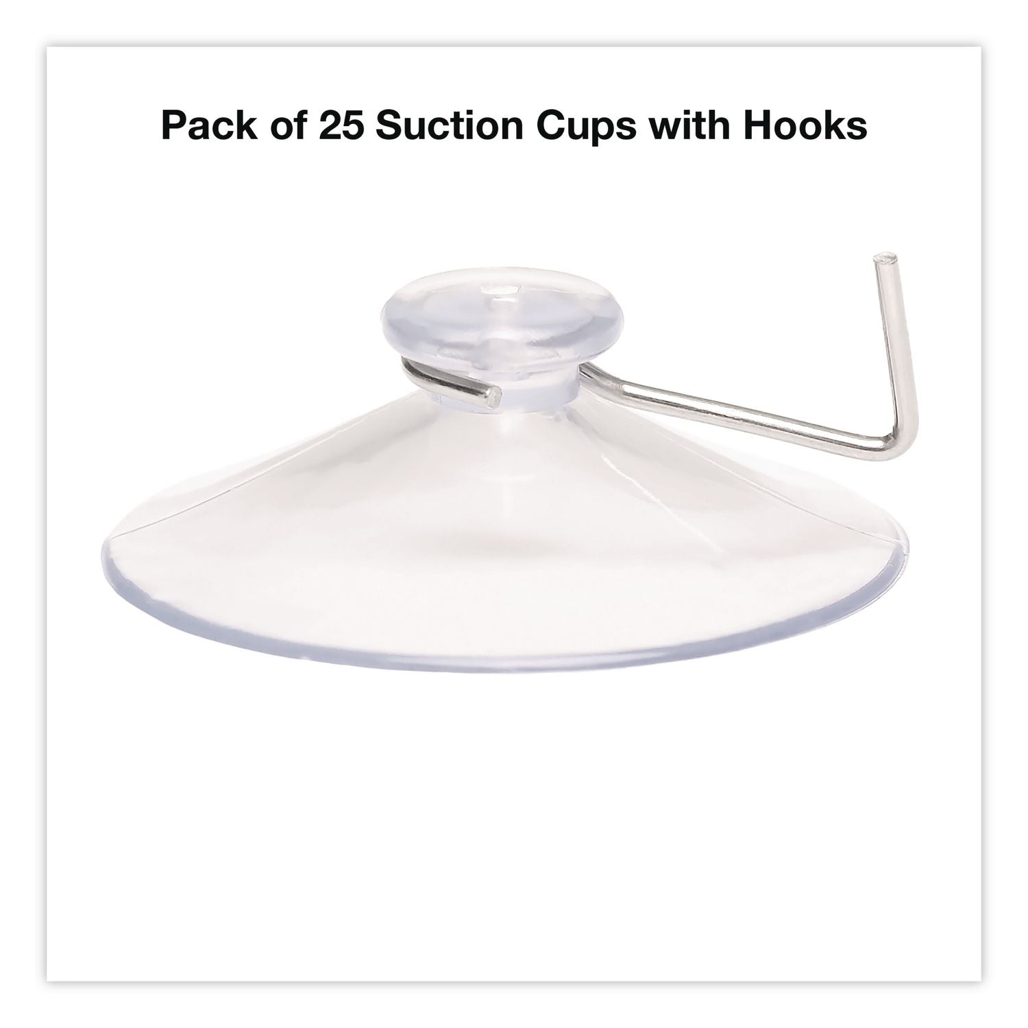 Suction Cup Hooks, Metal Silver Hook, 25/Pack