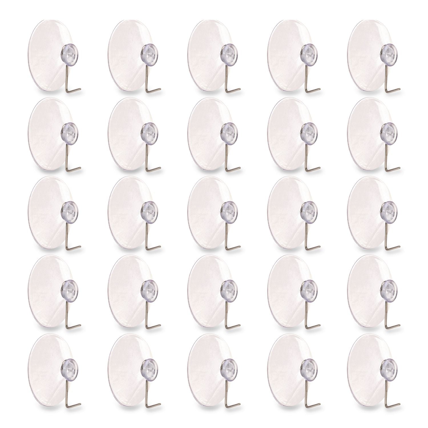 Suction Cup Hooks, Metal Silver Hook, 25/Pack