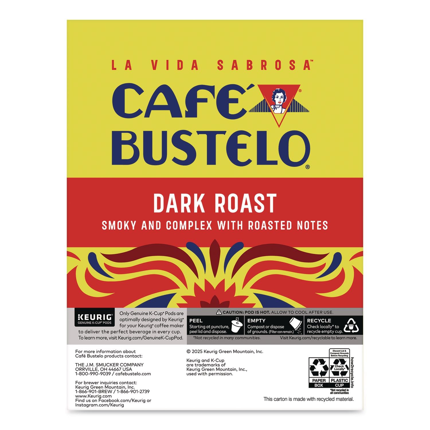 Cafe Bustelo Dark Roast Coffee K-Cup, 22/Box
