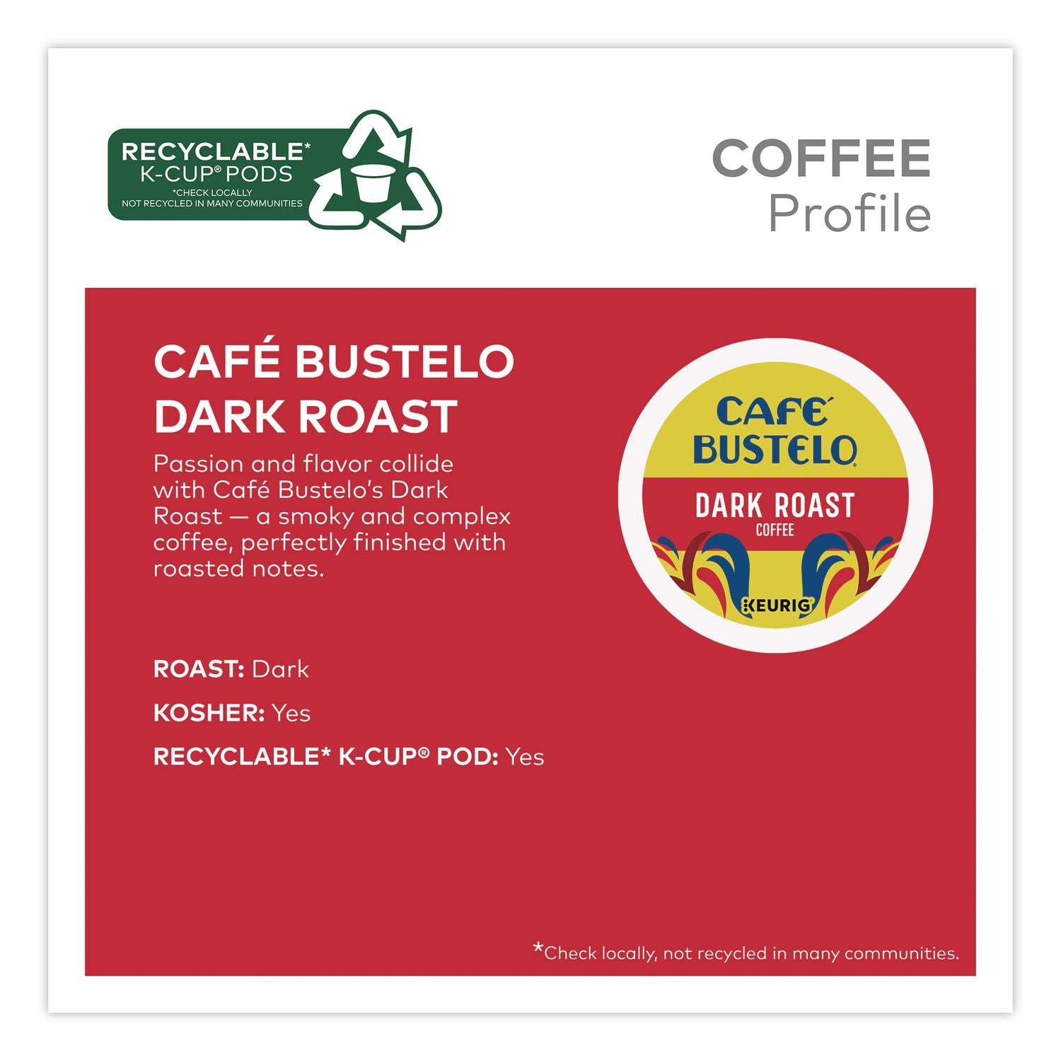 Cafe Bustelo Dark Roast Coffee K-Cup, 22/Box