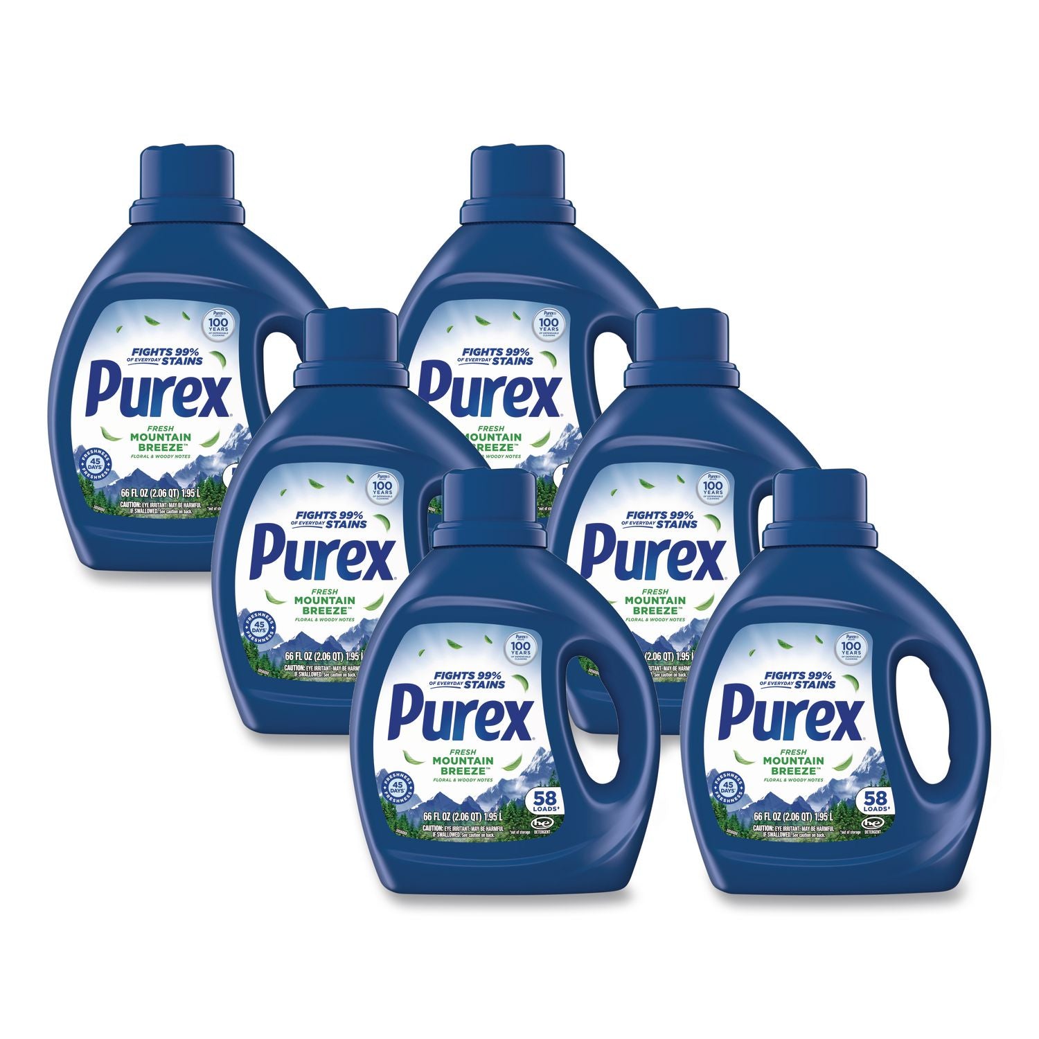 Mountain Breeze Liquid Laundry Detergent, 58 Loads, 66 Oz Bottle, 6/Carton