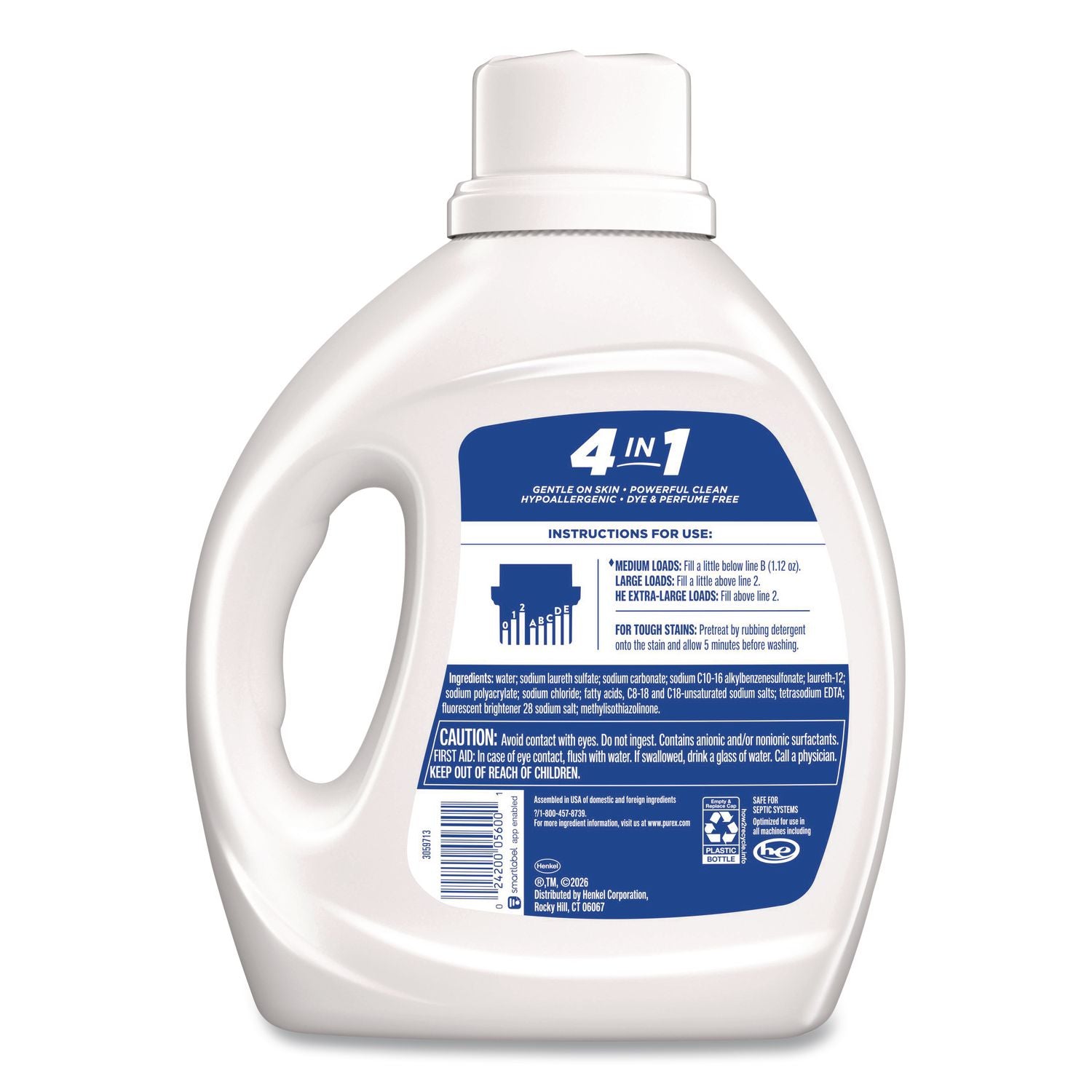 Free And Clear Liquid Laundry Detergent, 58 Loads, Unscented, 66 Oz Bottle, 6/Carton