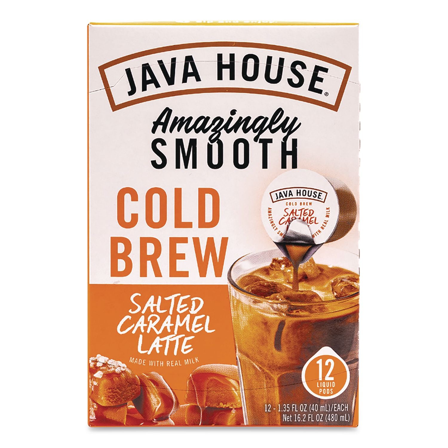 Amazingly Smooth Salted Carmel Latte Cold Brew Coffee Pod, 12/Box