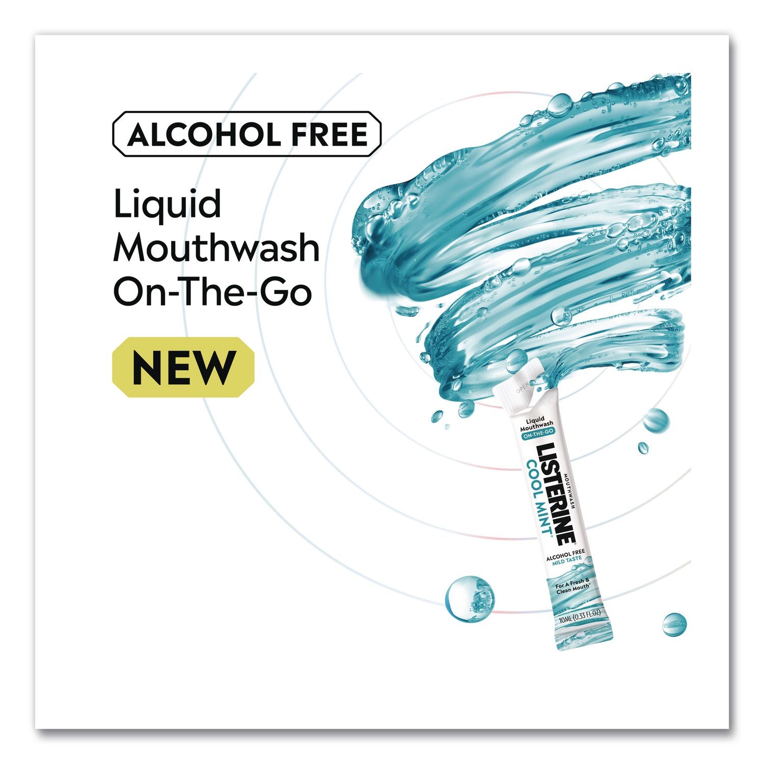 On-The-Go Mouthwash, Cool Mint Flavor, 0.33 Oz Packet, 15/Pack