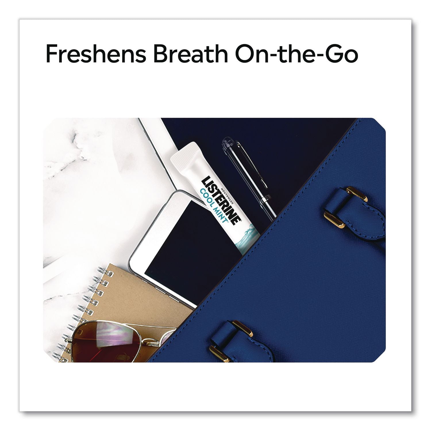 On-The-Go Mouthwash, Cool Mint Flavor, 0.33 Oz Packet, 15/Pack