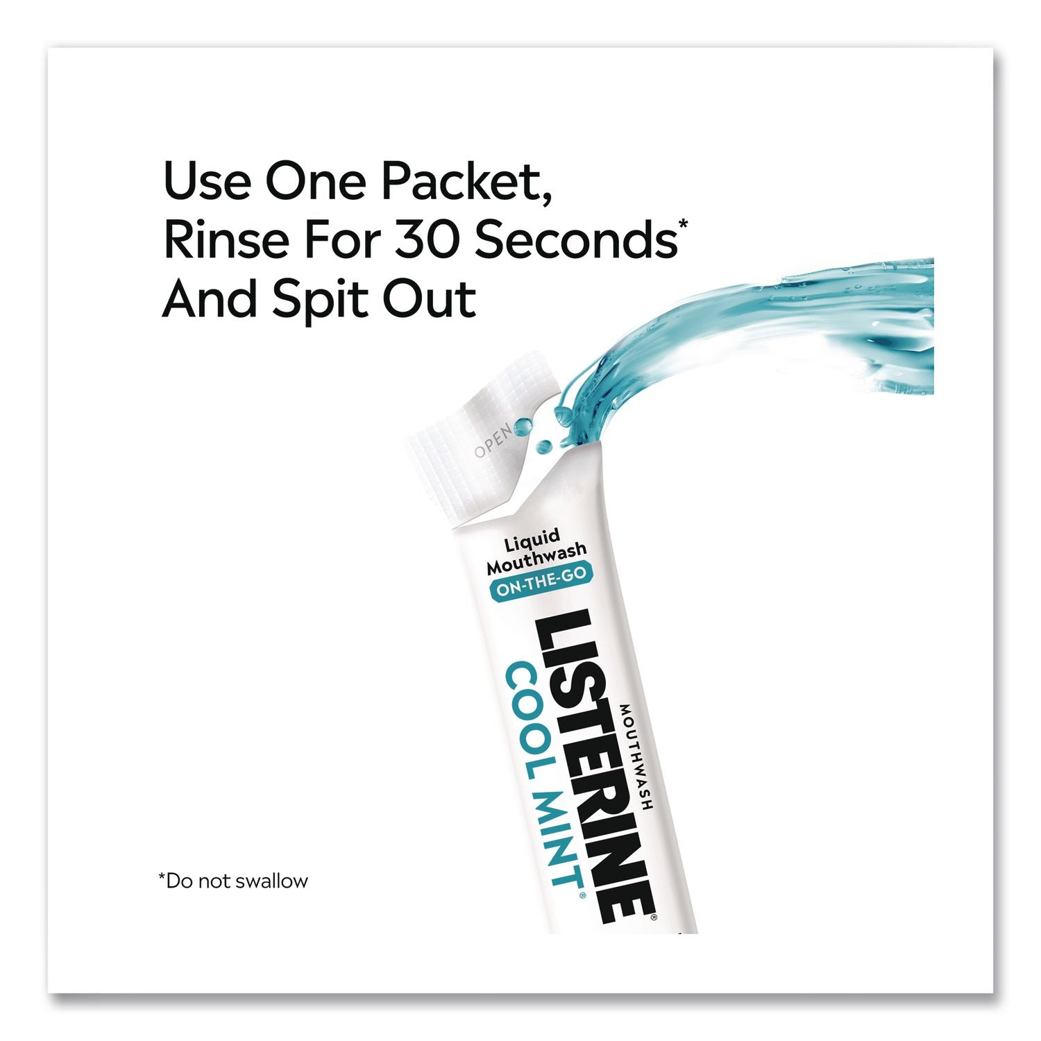 On-The-Go Mouthwash, Cool Mint Flavor, 0.33 Oz Packet, 15/Pack