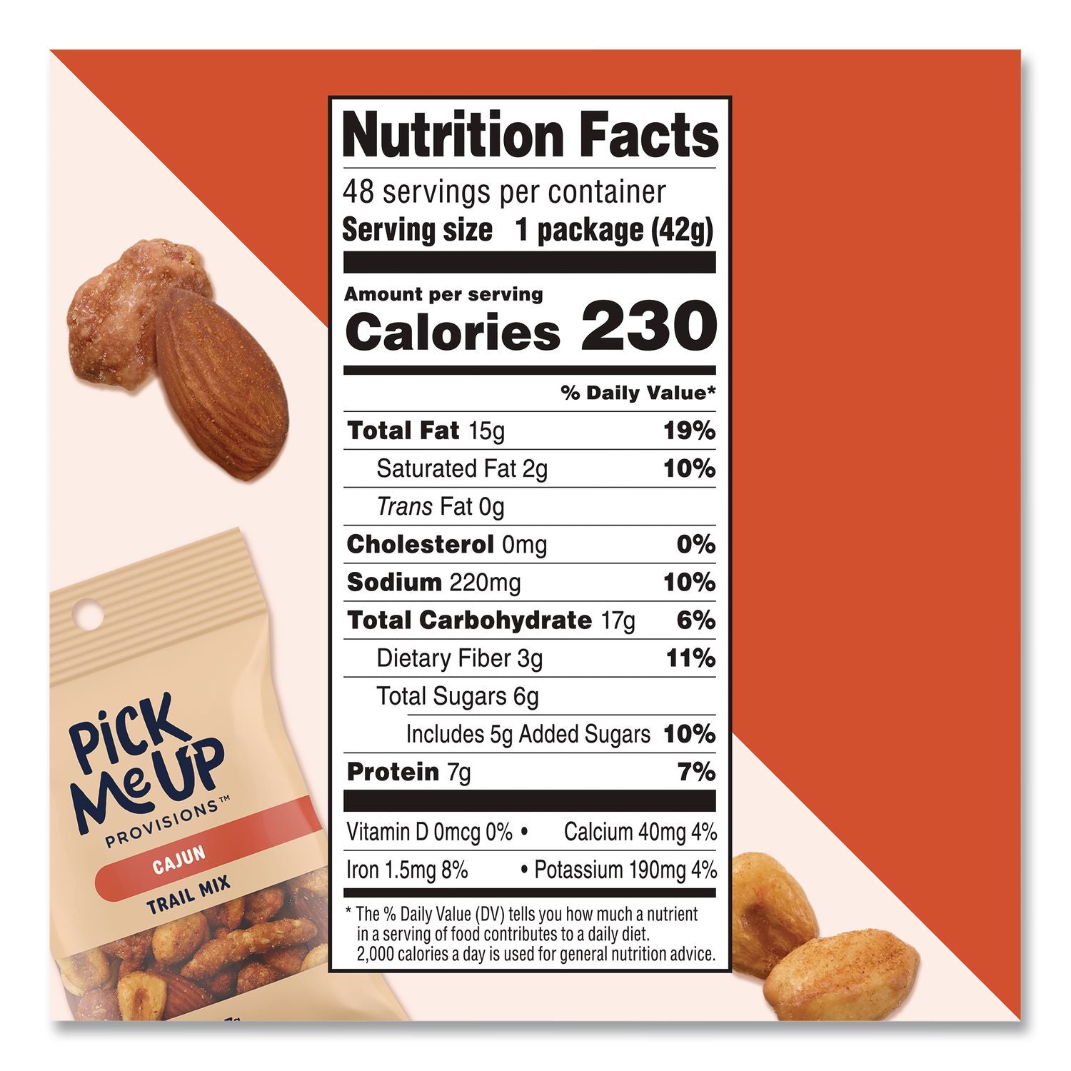 Cajun Trail Mix, 1.5 Oz Packet, 48/Box