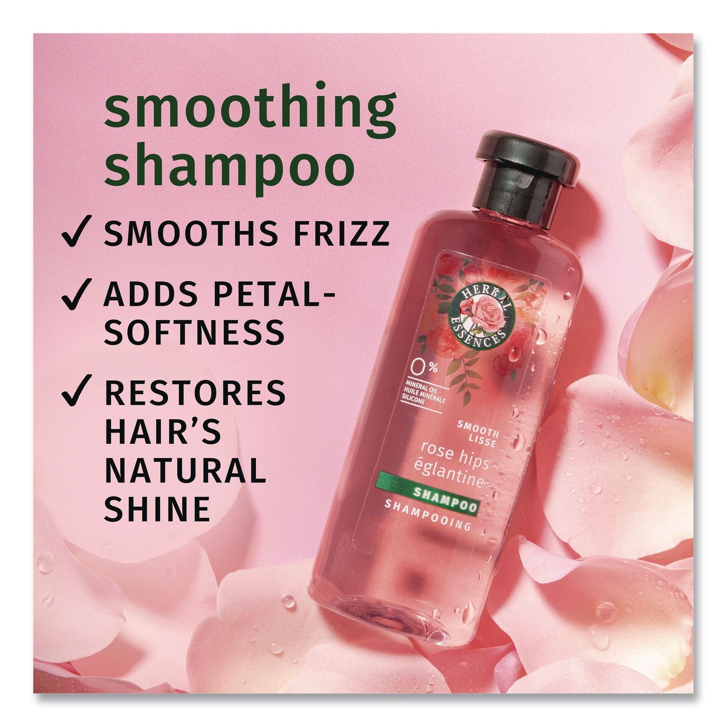Smoothing Shampoo, Rose Hips Scent, 3.38 Oz, 24/Carton