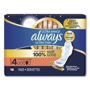 Ultra Thin Overnight Pads With Wings, Size 4, Overnight Absorbency, 16/Pack, 6 Packs/Carton