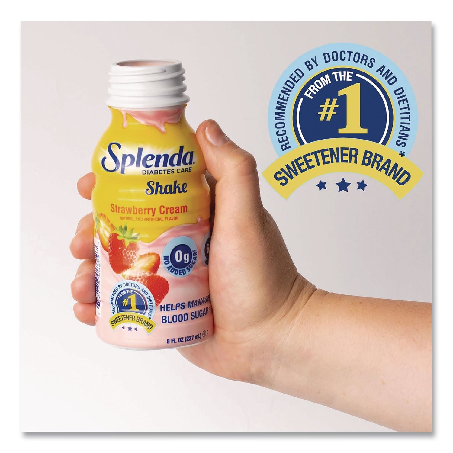 Diabetes Care Sugar-Free Shake, Strawberry Cream, 14 Oz Bottle, 24/Carton