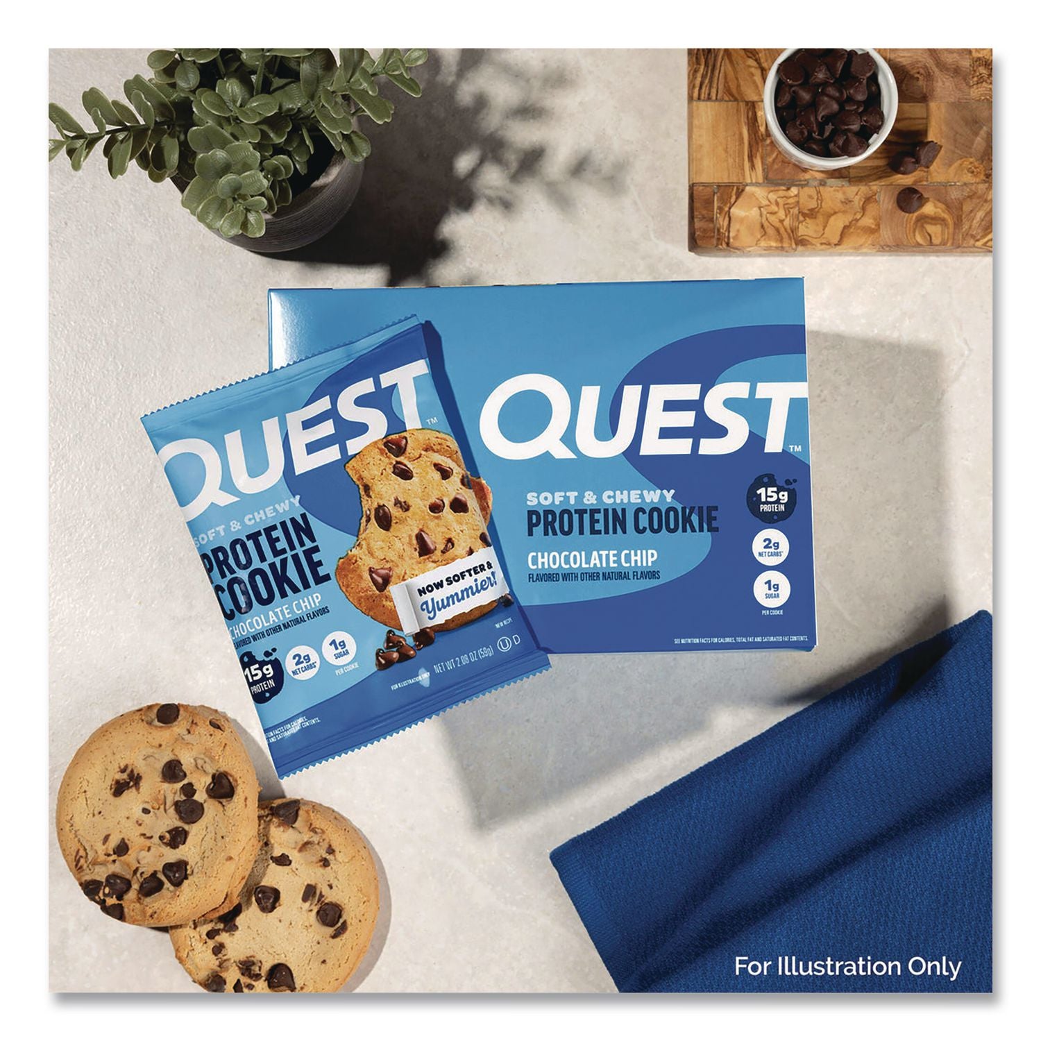 Gluten Free Protein Cookies, Chocolate Chip, 2.08 Pack, 12/Box
