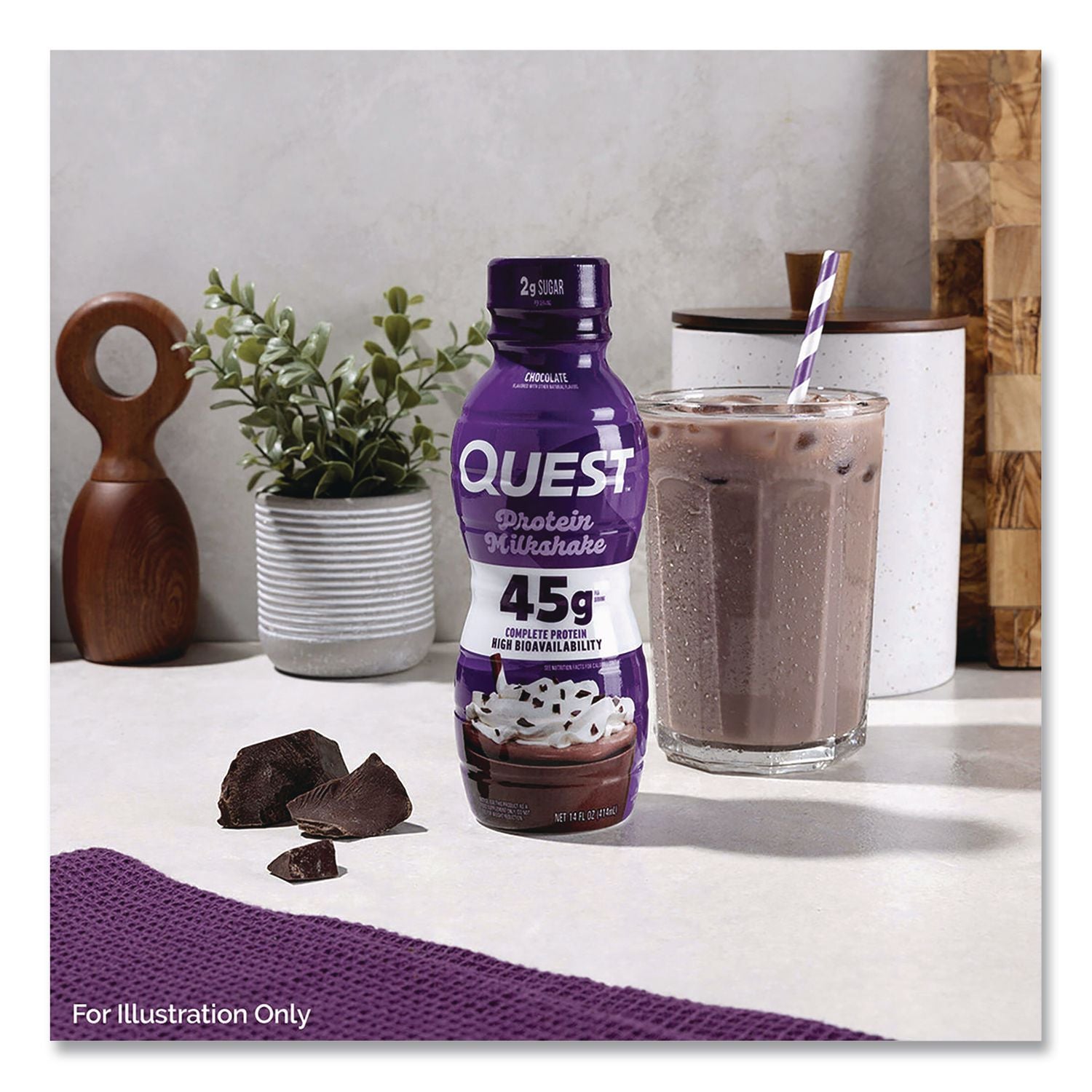 Protein Milkshakes, Chocolate, 14 Oz Bottle, 12/Carton