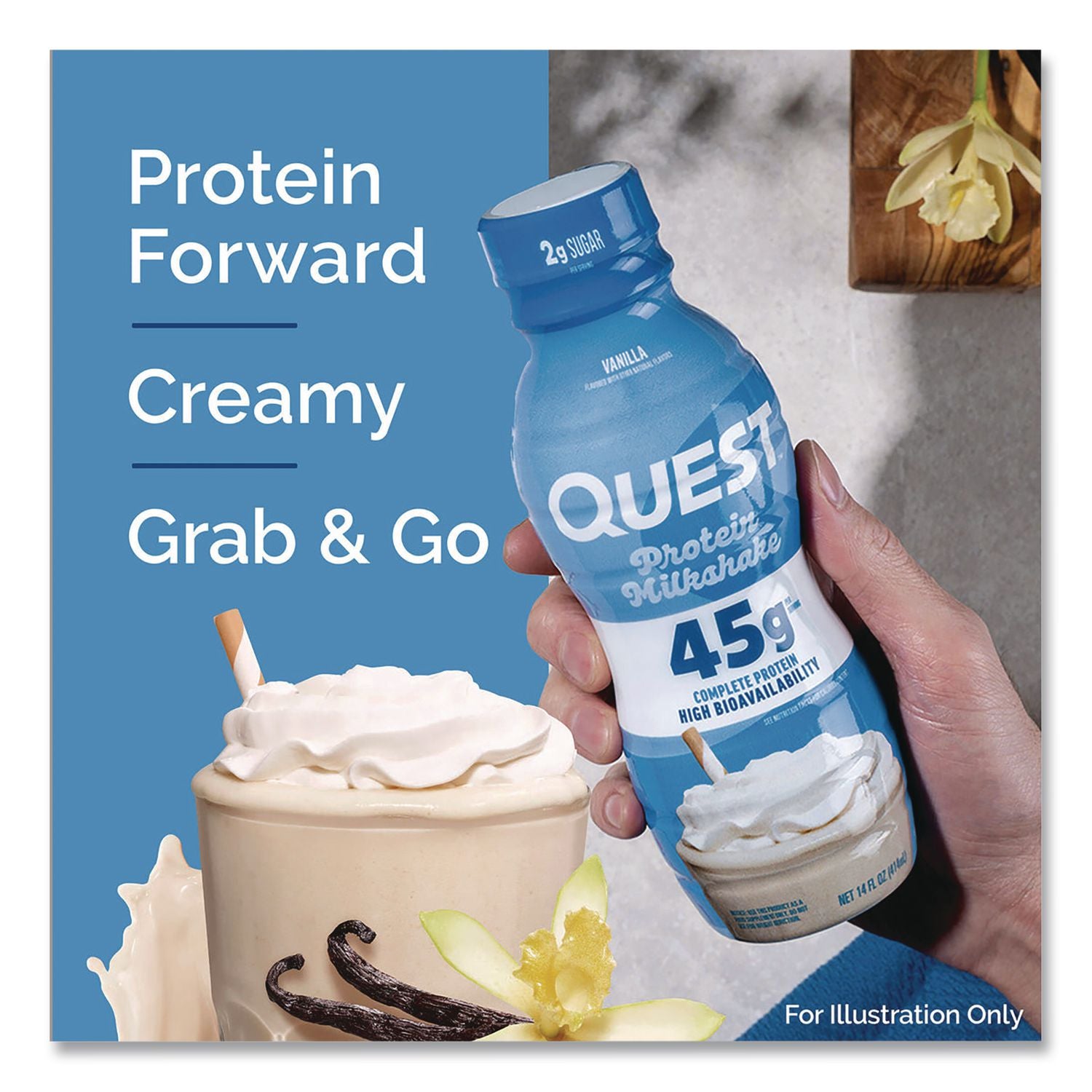 Protein Milkshakes, Vanilla, 14 Oz Bottle, 12/Carton