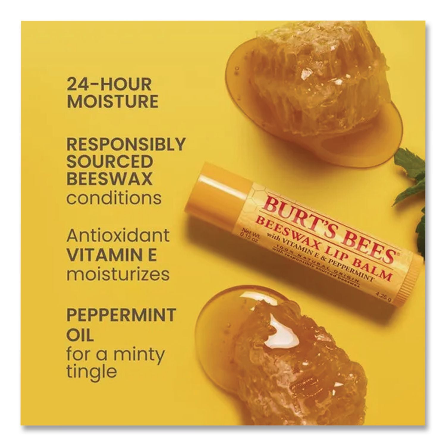 Beeswax Lip Balm, Original, 0.15 Oz Stick, 4/Pack