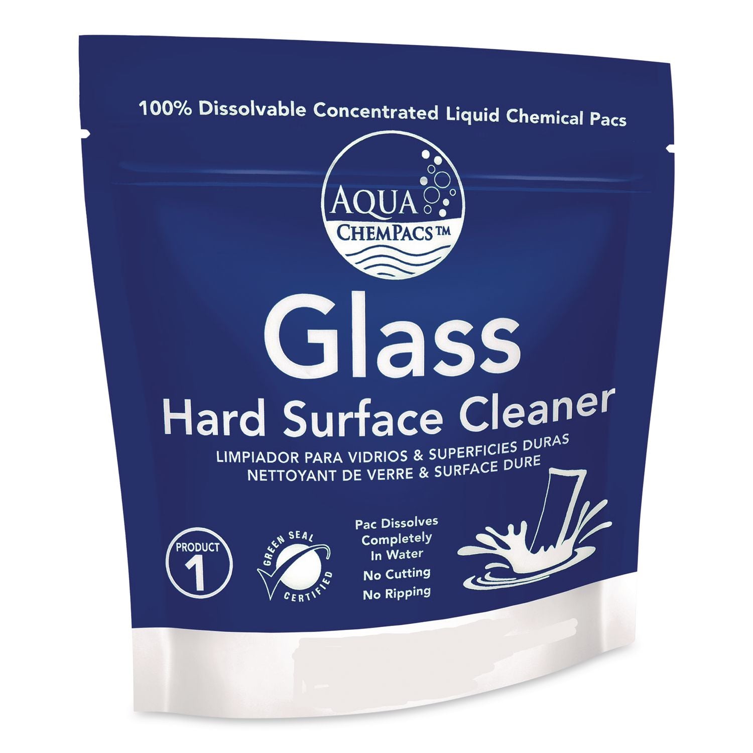 Aqua Chempacs Glass Hard Surface Cleaner, 20 Pacs/Bag
