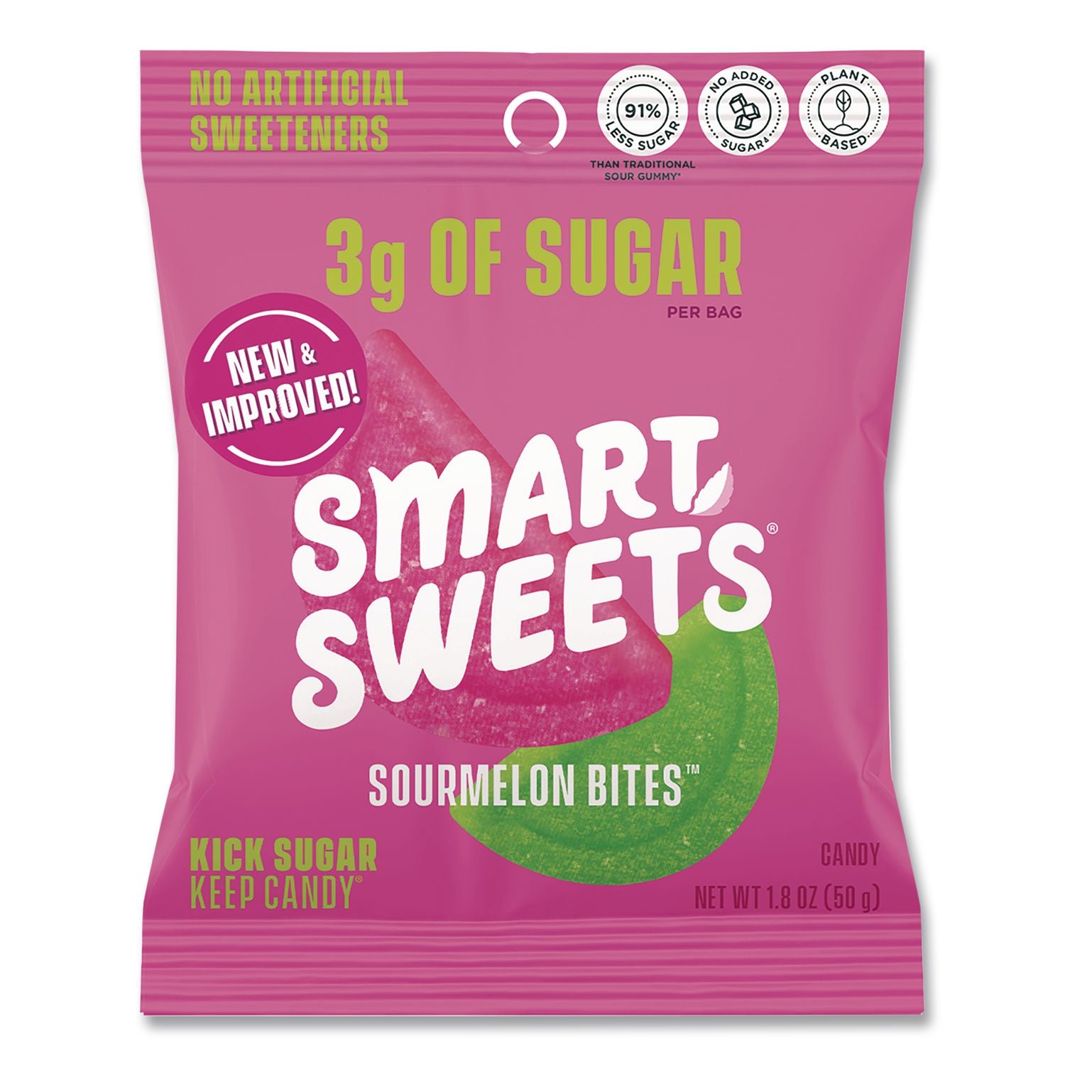 Sourmelon Bites Gummy Candy, Watermelon, 1.8 Oz Packet, 12/Box