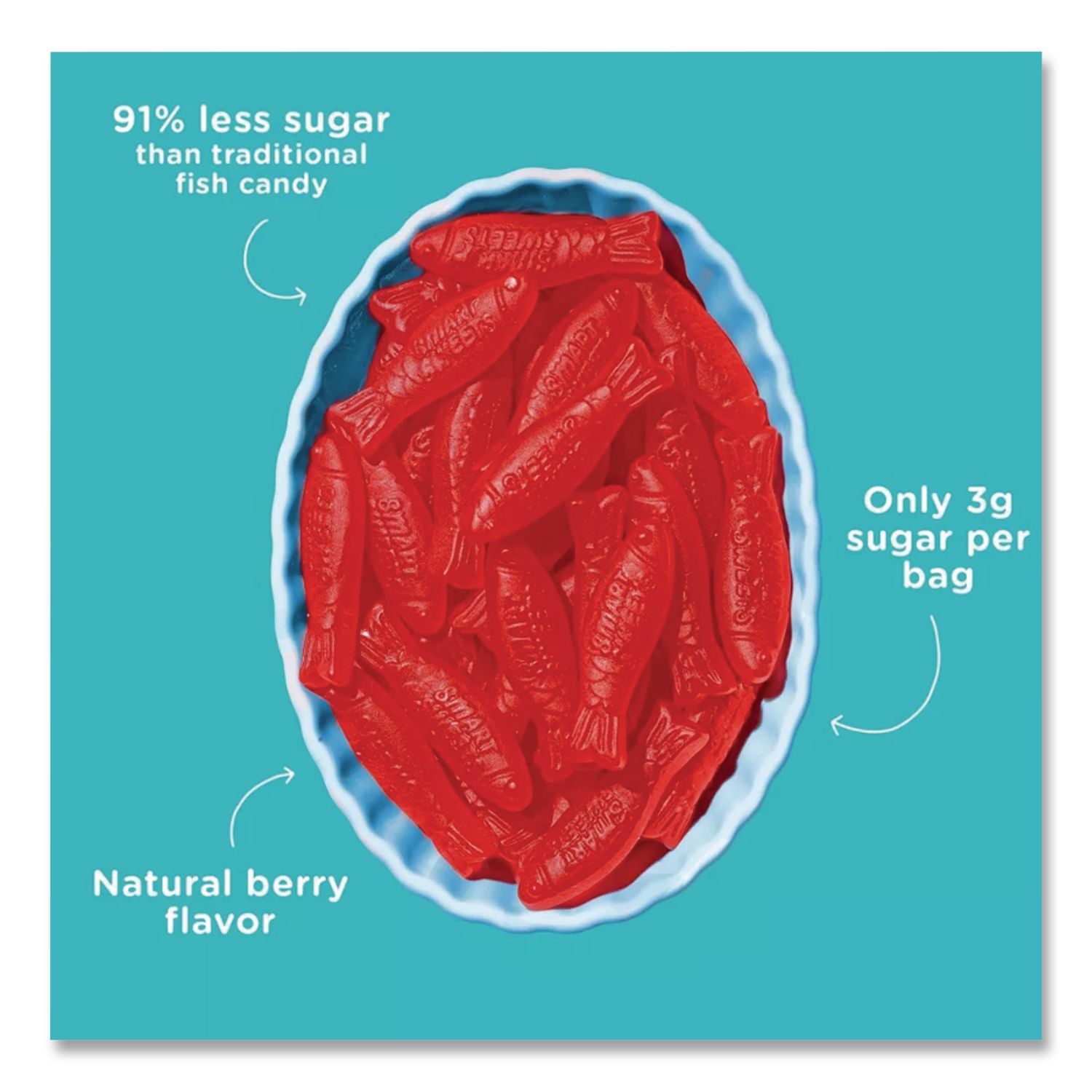 Sweet Fish Gummy Candy, Berry, 1.8 Oz Packet, 12/Box