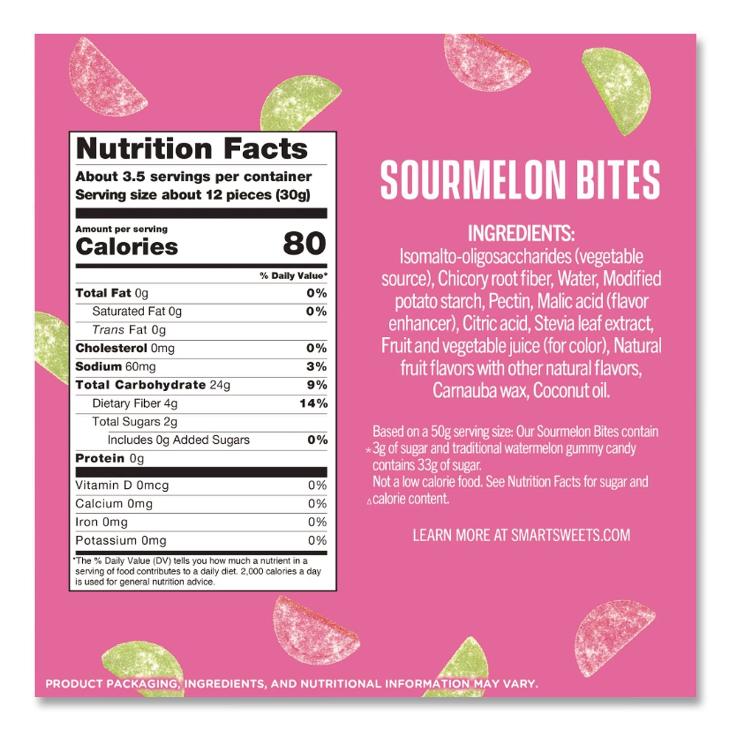 Sourmelon Bites Gummy Candy, Watermelon, 1.8 Oz Packet, 12/Box