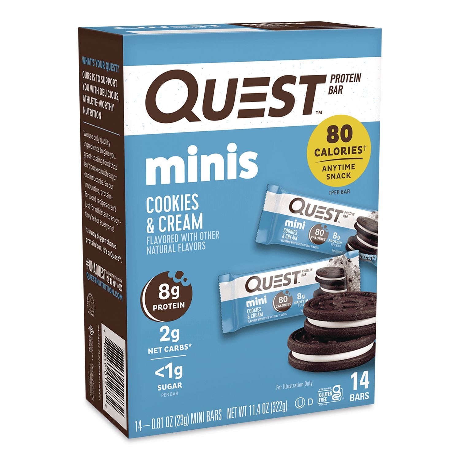 Protein Bar Minis, Cookies And Cream, 0.81 Oz Bar, 14/Box