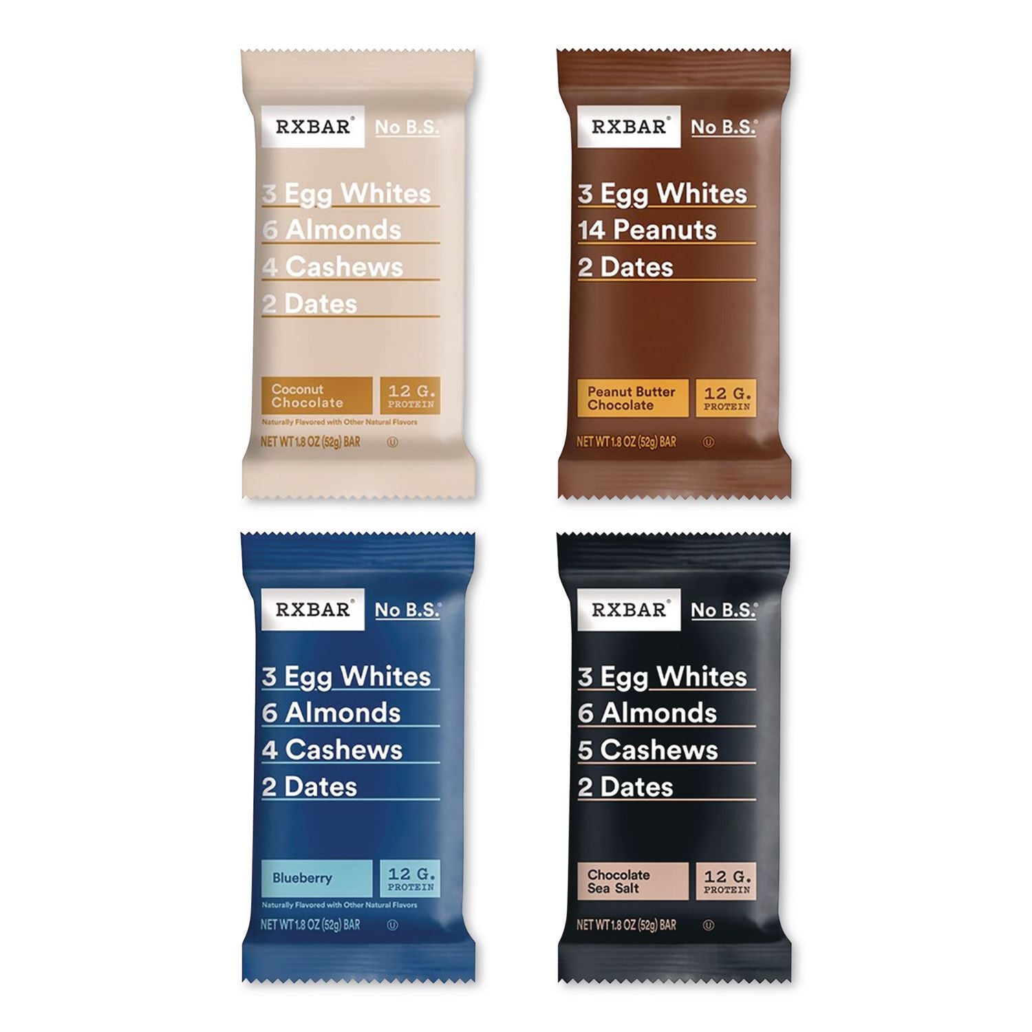 Adult Bars Variety Pack, 1.8Oz Bar, (4) Chocolate Sea Salt, (2) Blueberry, (2) Coconut Chocolate, (2) Peanut Butter Chocolate