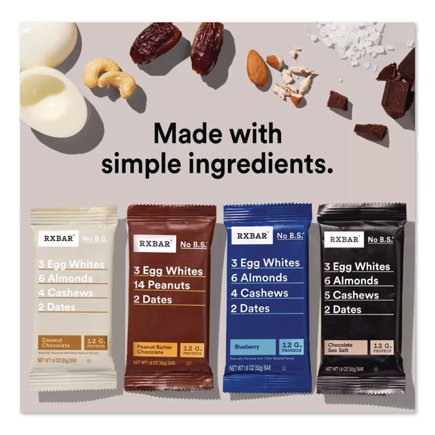 Adult Bars Variety Pack, 1.8Oz Bar, (4) Chocolate Sea Salt, (2) Blueberry, (2) Coconut Chocolate, (2) Peanut Butter Chocolate