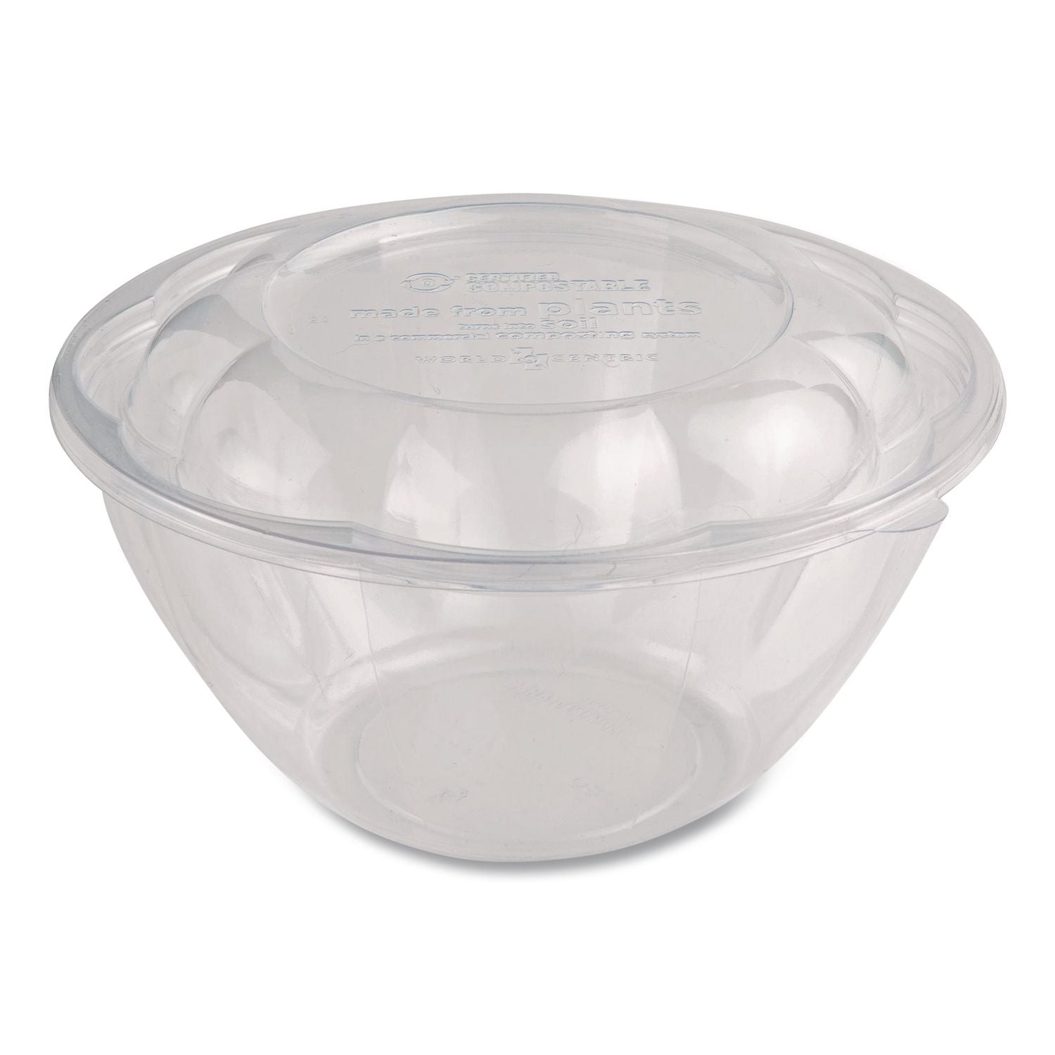 PLA Salad Bowls, 32 Oz, 6.7" Dia X 3.3" H, Clear, Plastic, 600/Carton