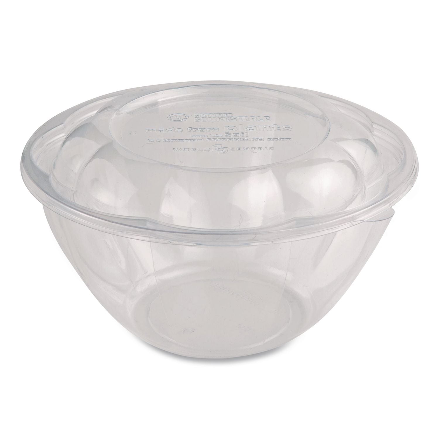 PLA Salad Bowl Lids, 5.4" Dia X 0.8"H, Clear, Plastic, 450/Carton