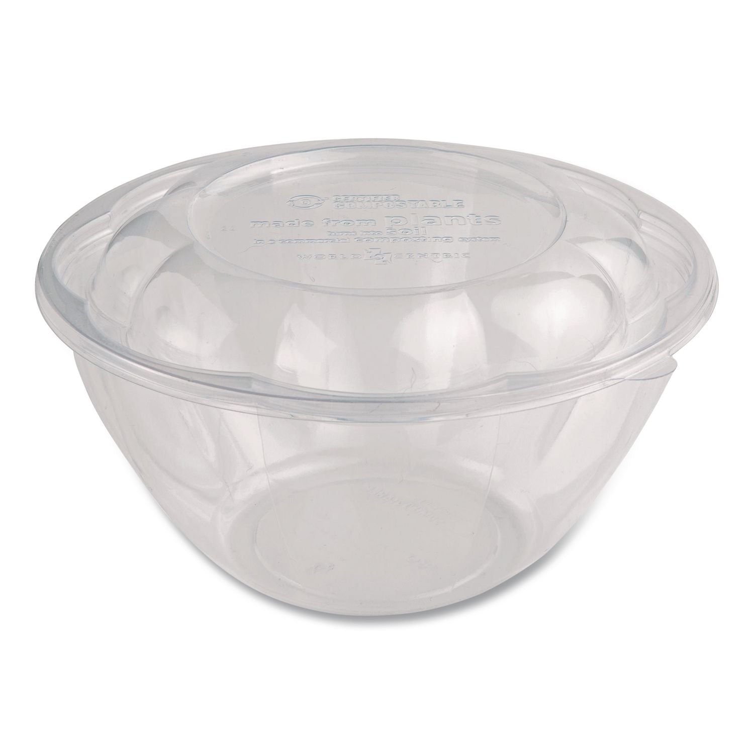 PLA Salad Bowl Lids, 6.8" Dia X 0.8" H, Clear, Plastic, 600/Carton