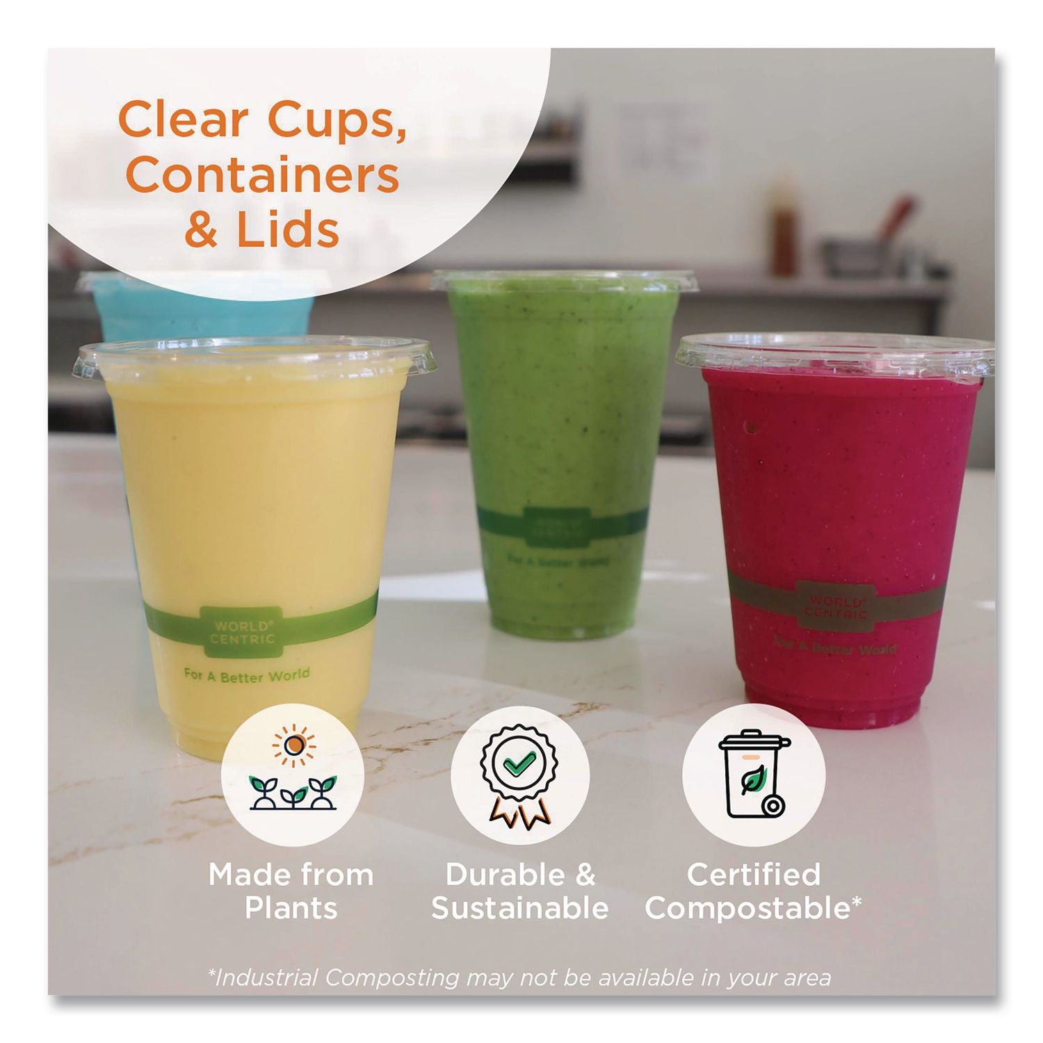 PLA Salad Bowl Lids, 6.8" Dia X 0.8" H, Clear, Plastic, 600/Carton