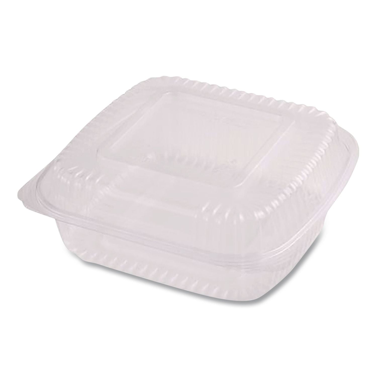 PLA Hinged Clamshells, 19 Oz, 5.9 X 6.4 X 3.5, Clear, Plastic, 500/Carton