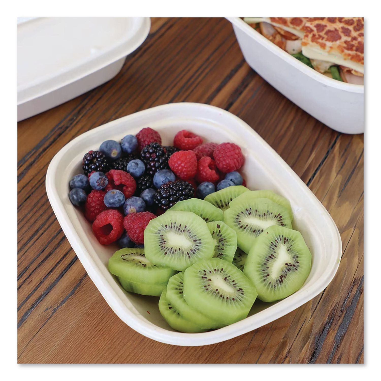 Laminated Fiber Containers, 20 Oz, 6.7 X 8.7 X 1.7, Natural, Sugarcane Fiber, 400/Carton