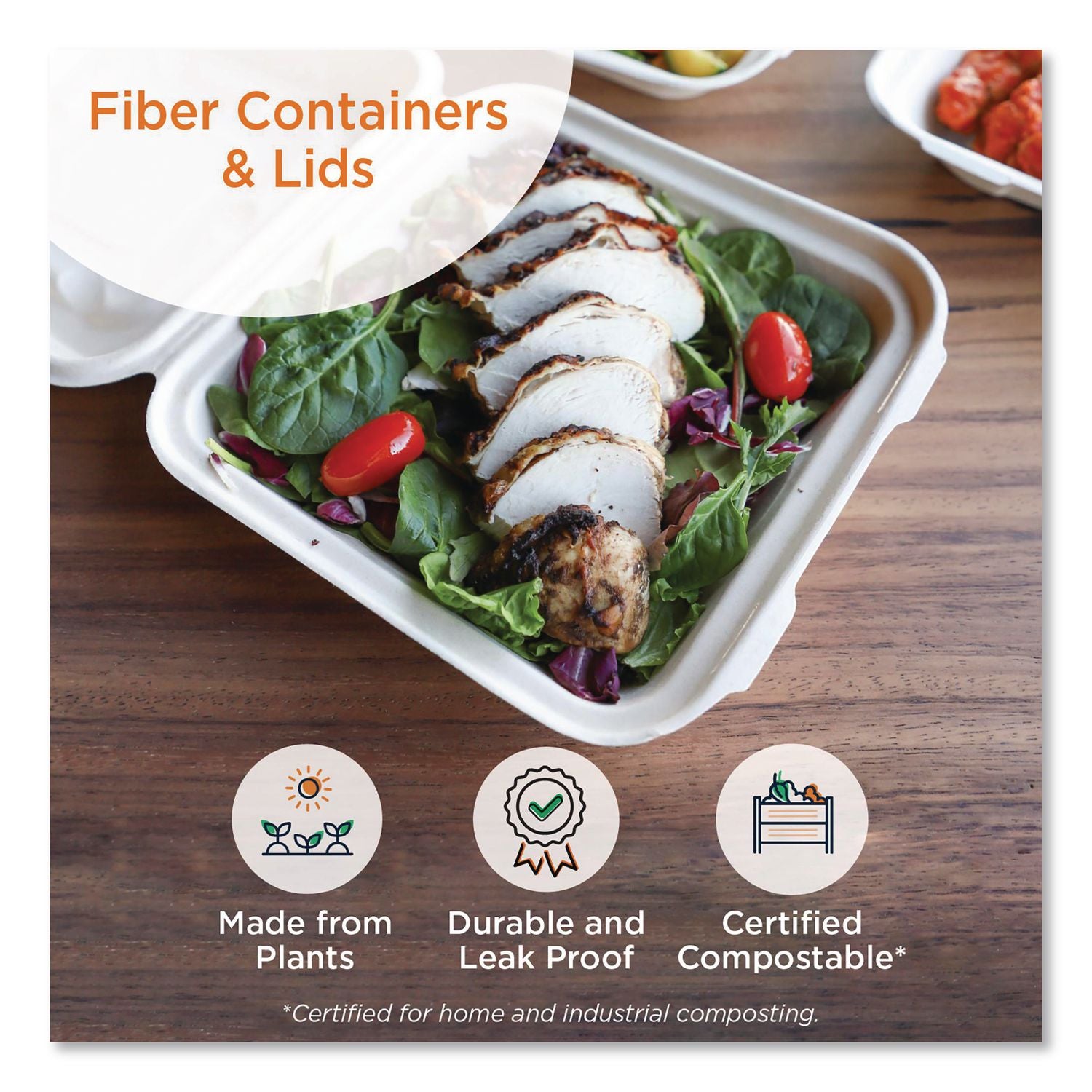 Laminated Fiber Containers, 20 Oz, 6.7 X 8.7 X 1.7, Natural, Sugarcane Fiber, 400/Carton