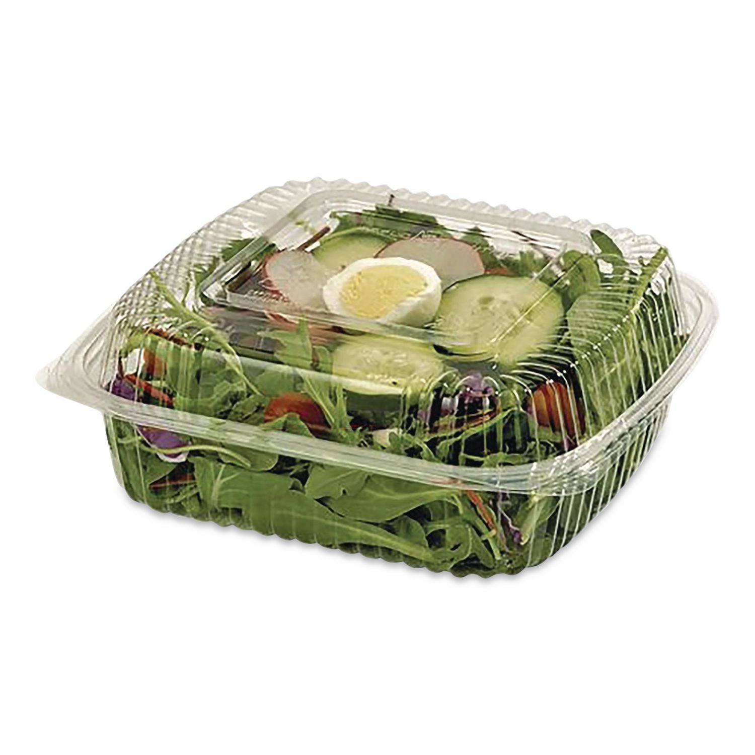 PLA Hinged Clamshells, 19 Oz, 5.9 X 6.4 X 3.5, Clear, Plastic, 500/Carton