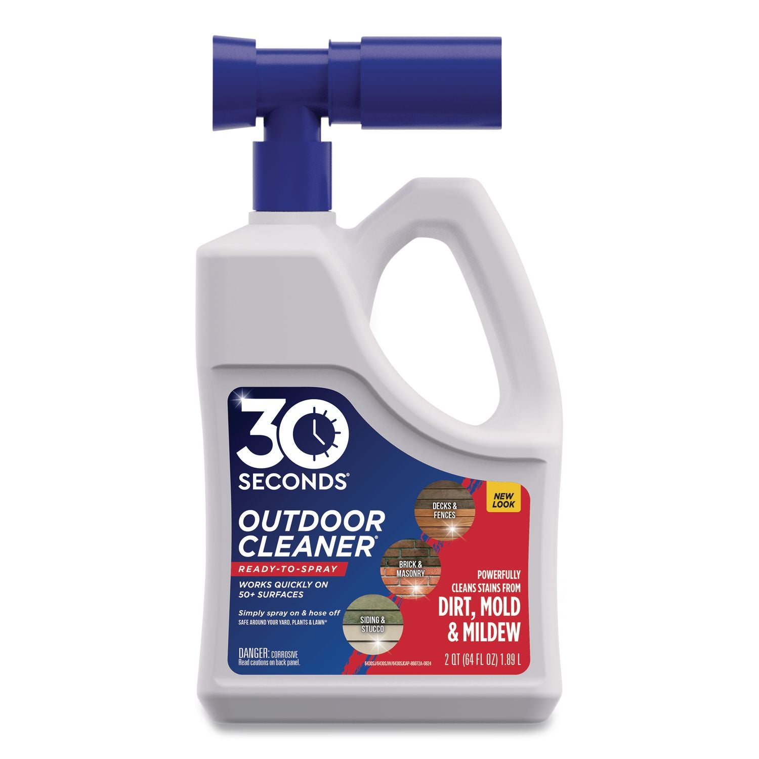 30 Seconds Outdoor Cleaner Ready-To-Spray, 64 Oz Hose-End Spray Bottle