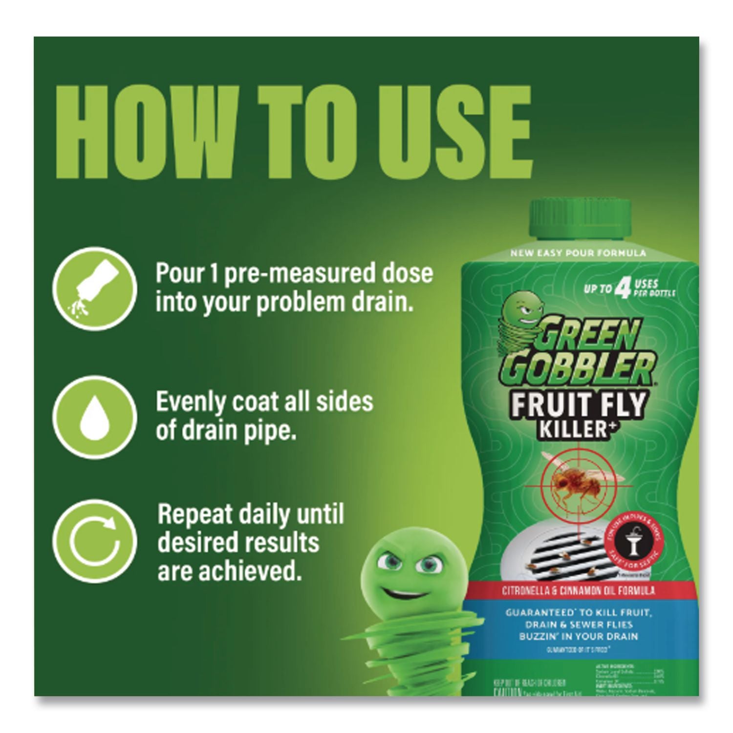 Green Gobbler Fruit Fly Killer, 32 Oz Bottle