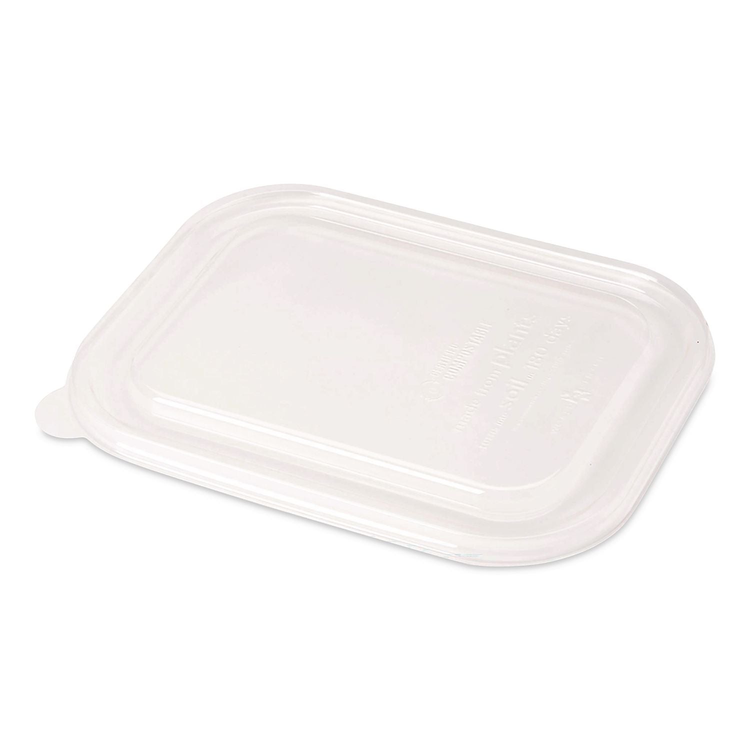 PLA Lids For Fiber Containers, 6.3 X 8.2 X 0.5, Clear, Plastic, 400/Carton