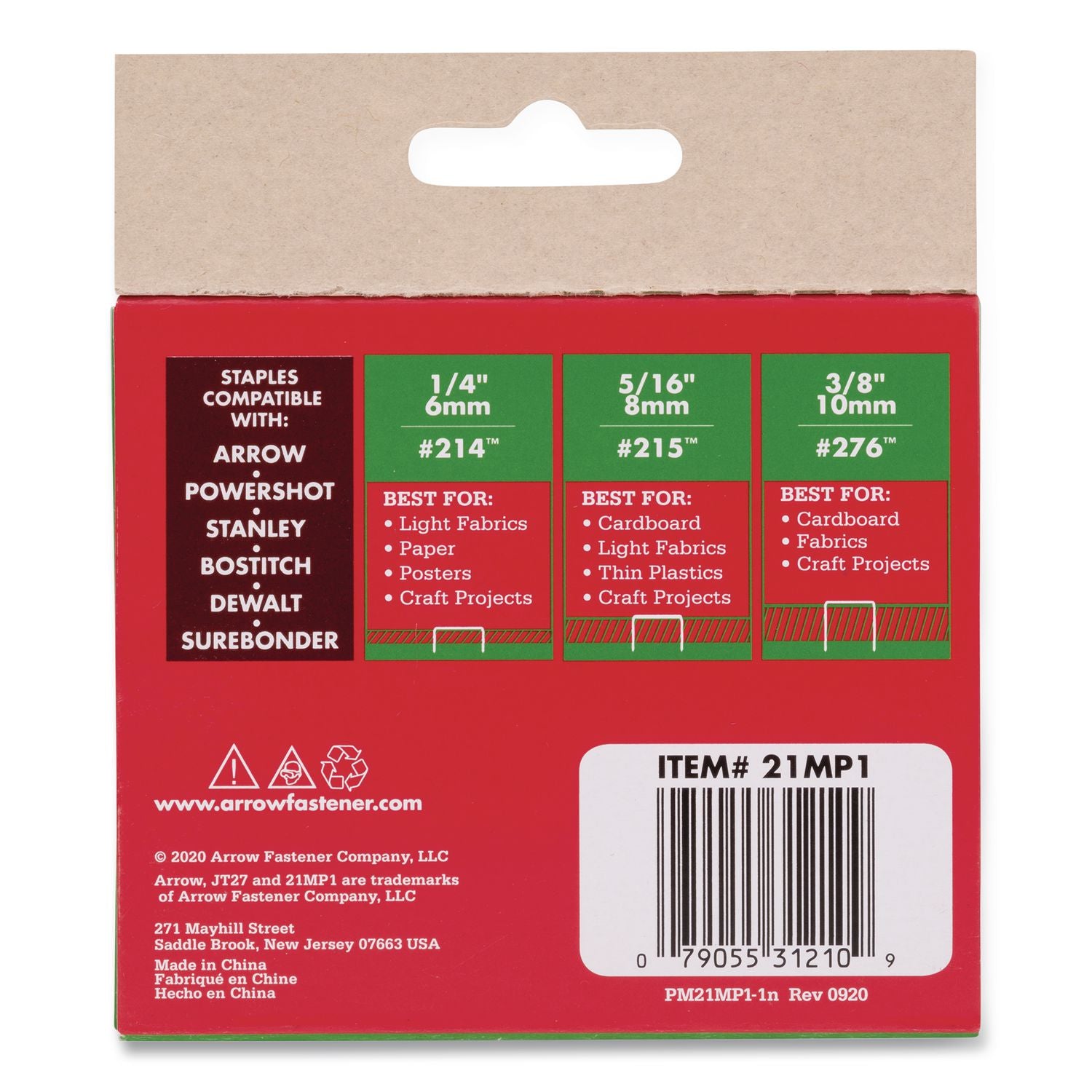 JT21 Standard Staples, 0.25" Leg/0.31" Leg/0.38" Leg, 0.44" Crown, Silver, 1, 875/Box