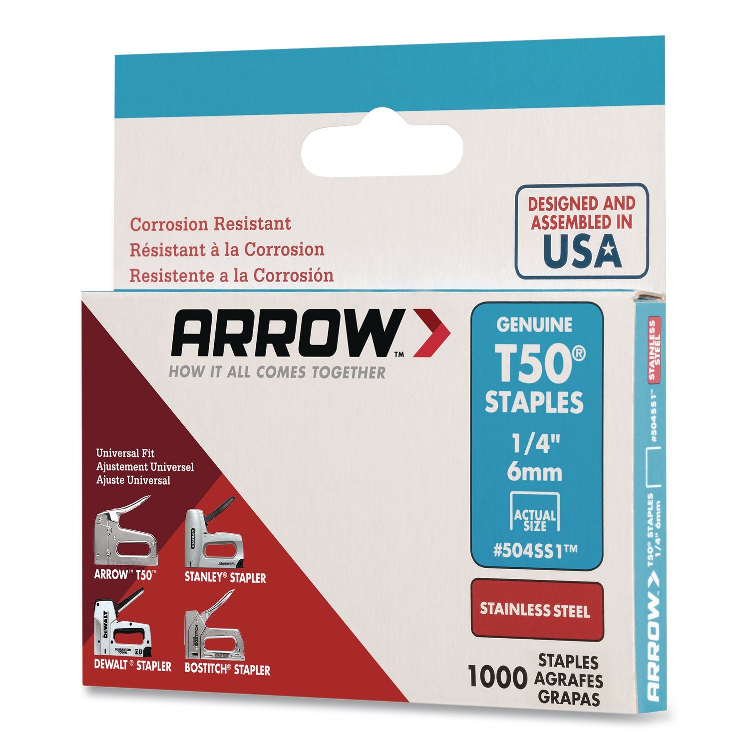 Heavy Duty Staples, 0.25" Leg, 0.37" Crown, Silver, 1, 000/Box