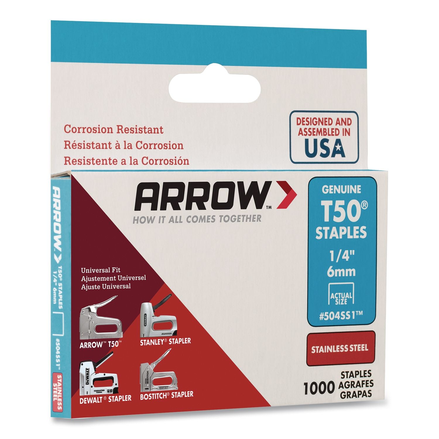 Heavy Duty Staples, 0.25" Leg, 0.37" Crown, Silver, 1, 000/Box