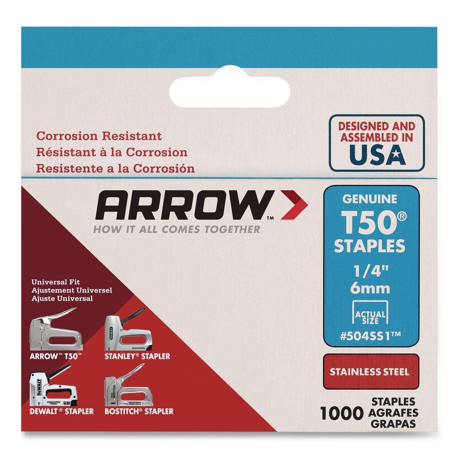Heavy Duty Staples, 0.25" Leg, 0.37" Crown, Silver, 1, 000/Box