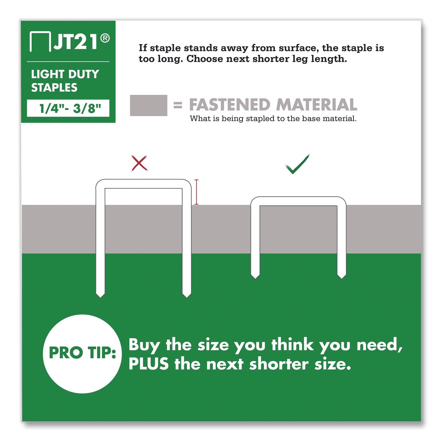 JT21 Standard Staples, 0.31" Leg, 0.44" Crown, Silver, 1, 000/Box