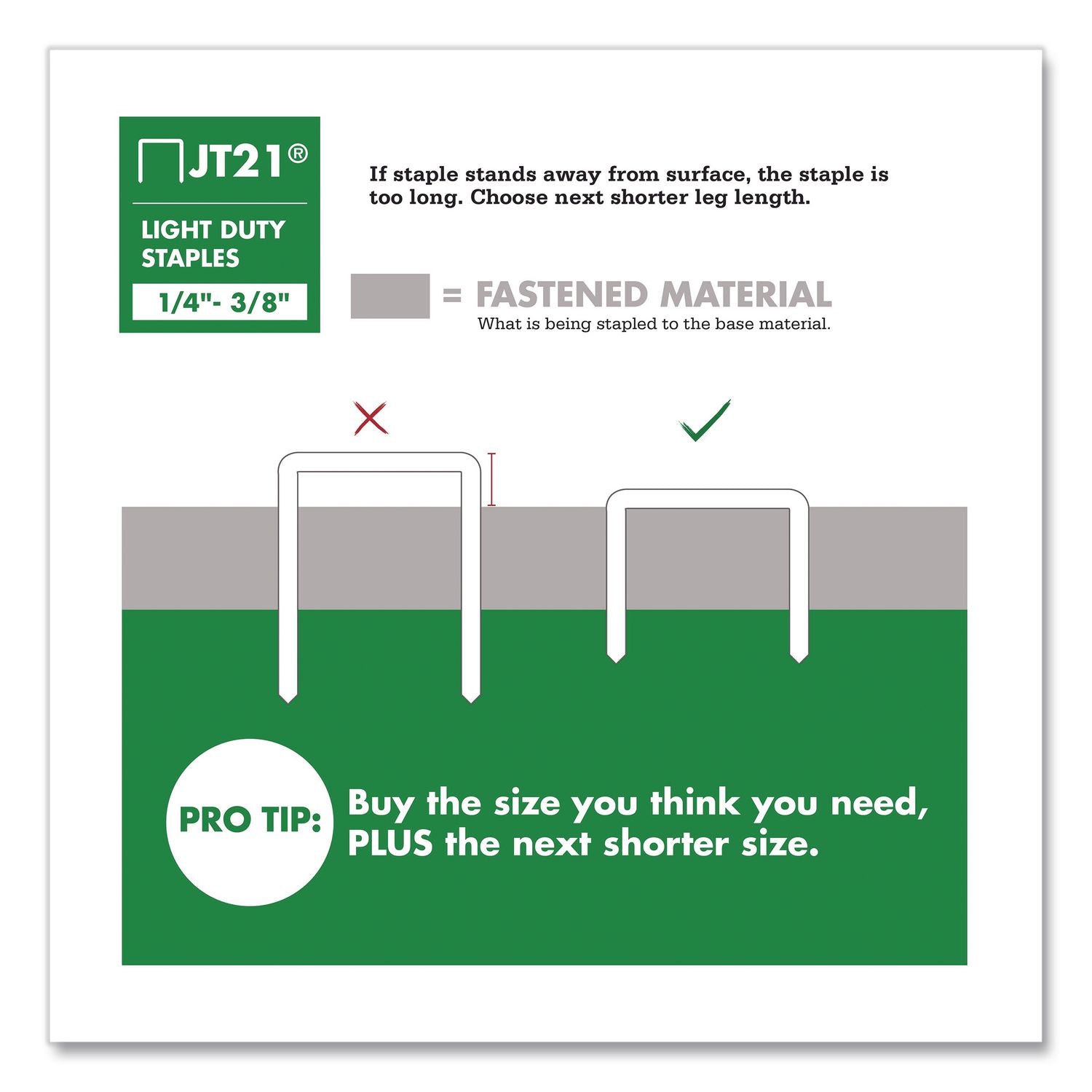 JT21 Standard Staples, 0.38" Leg, 0.44" Crown, Silver, 1, 000/Box