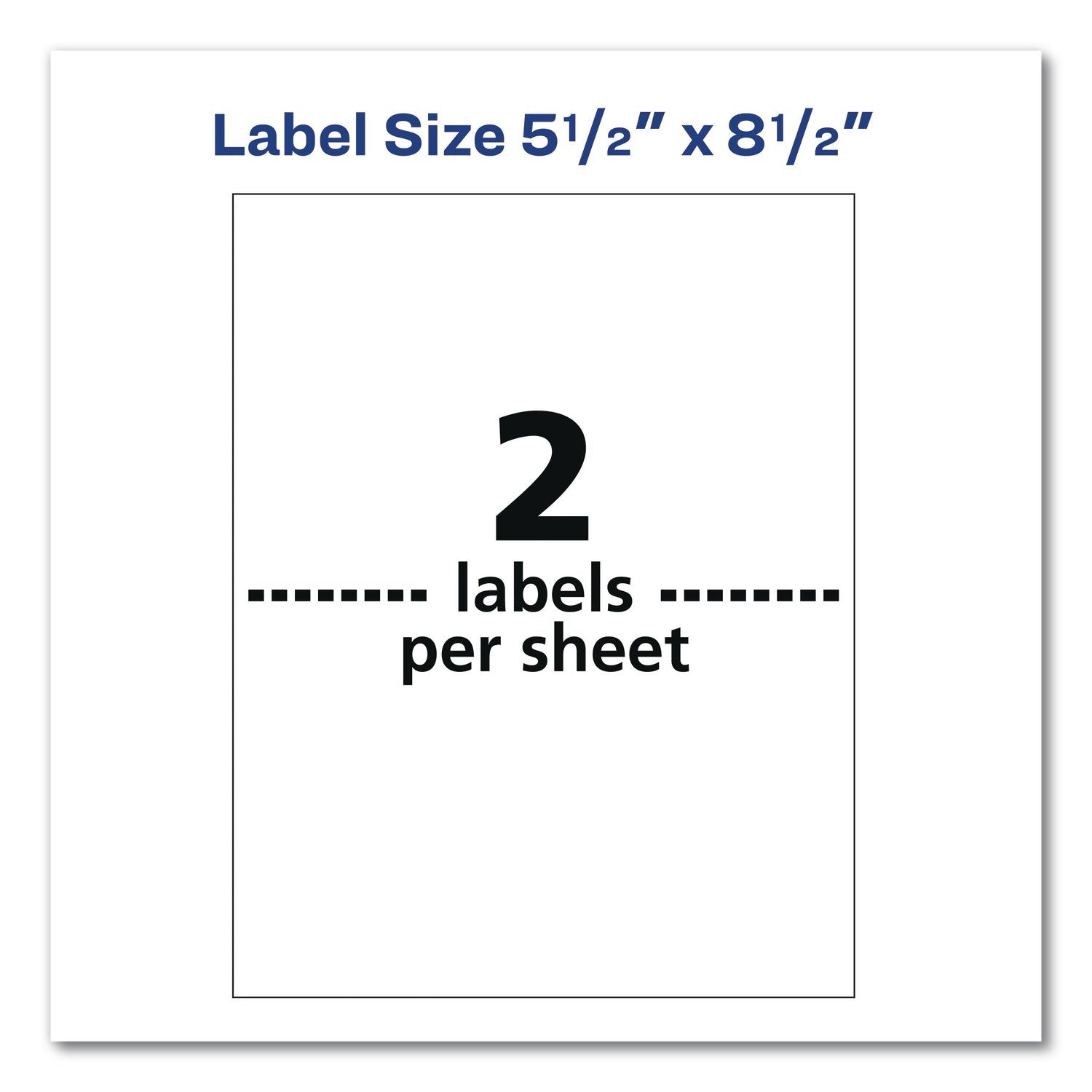Waterproof Film Address Labels With Sure Feed Technology, Laser Printers, 5.5 X 8.5, White, 2 Labels/Sheet, 10 Sheets/Pack