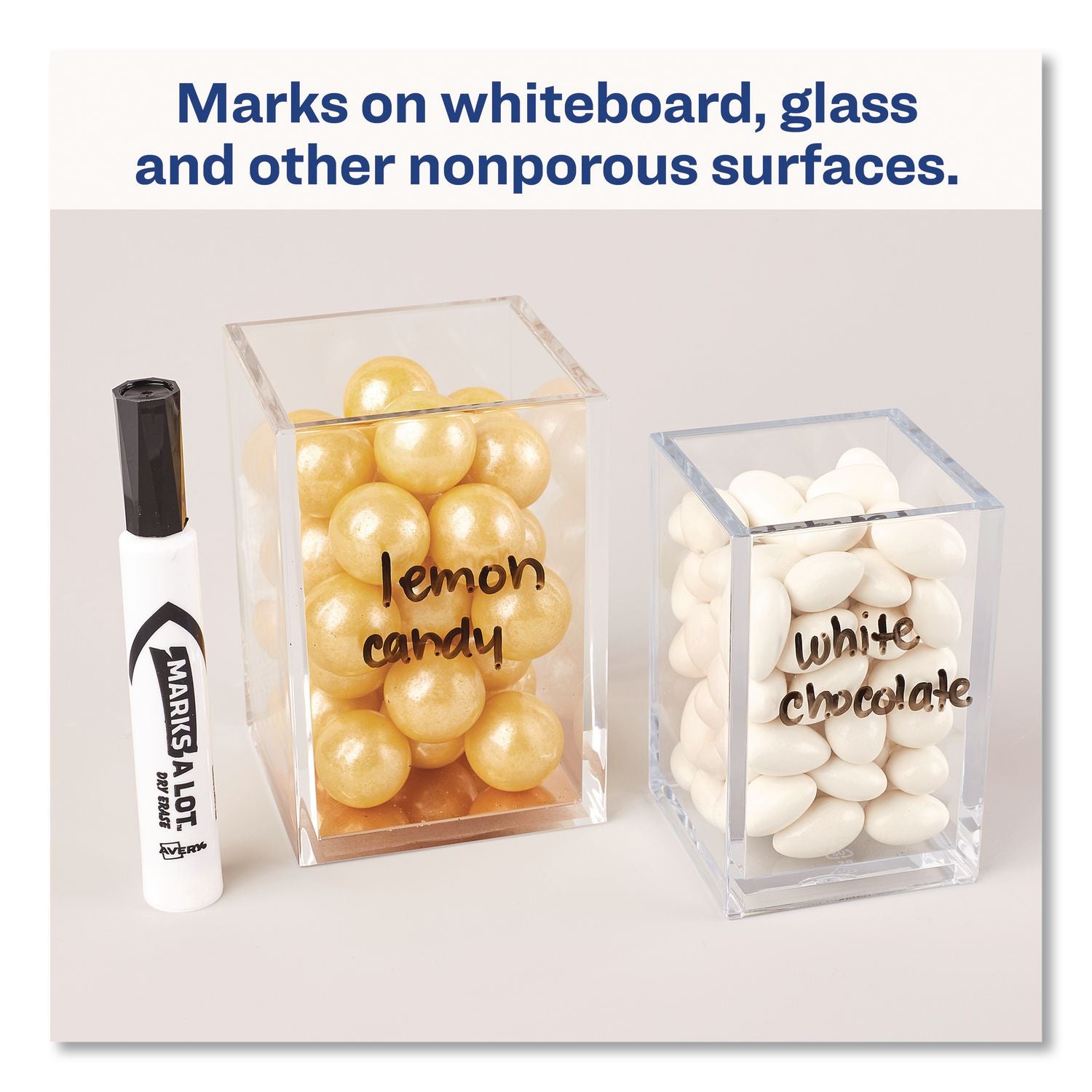 MARKS A LOT Desk-Style Dry Erase Markers, Broad Chisel Tip, Blue, Dozen