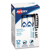 MARKS A LOT Desk-Style Dry Erase Markers, Broad Chisel Tip, Blue, Dozen