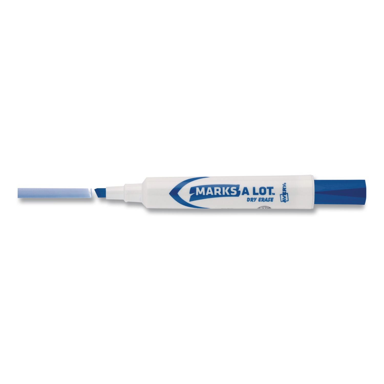 MARKS A LOT Desk-Style Dry Erase Markers, Broad Chisel Tip, Blue, Dozen
